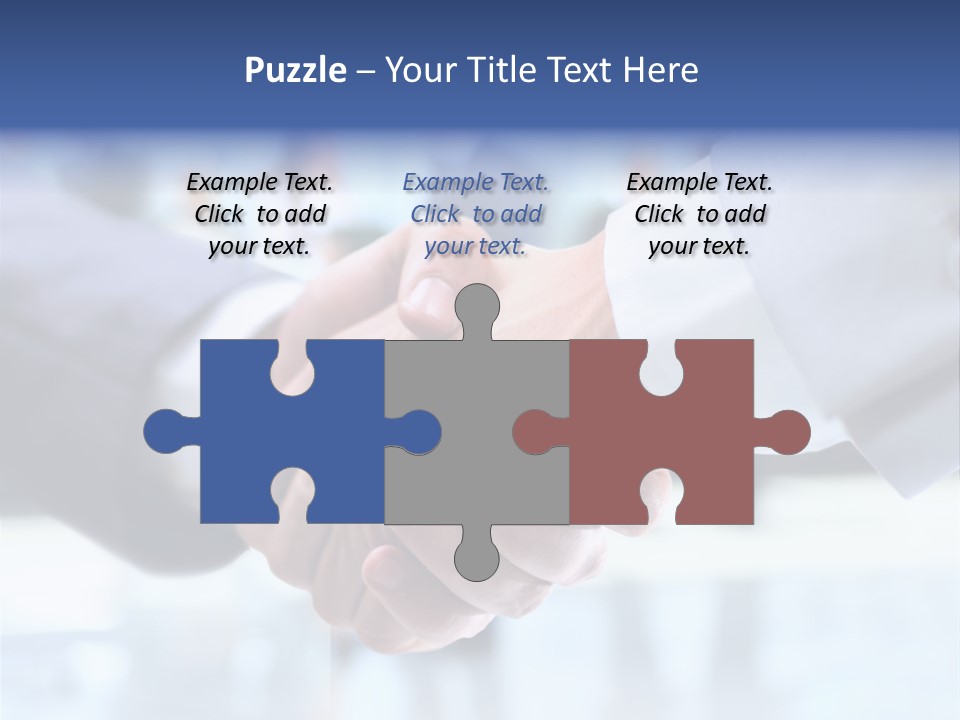 Two People Shaking Hands In Front Of A Group Of People PowerPoint Template