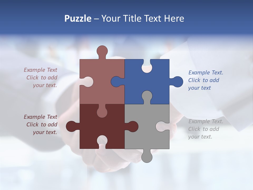 Two People Shaking Hands In Front Of A Group Of People PowerPoint Template