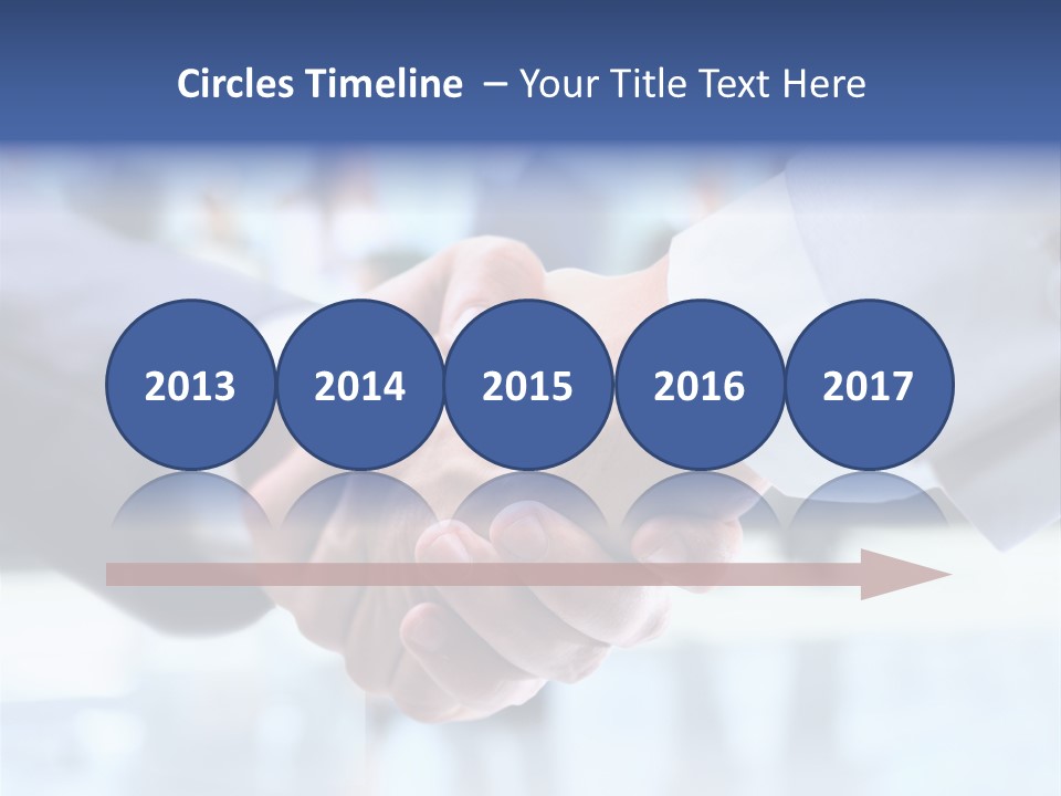 Two People Shaking Hands In Front Of A Group Of People PowerPoint Template