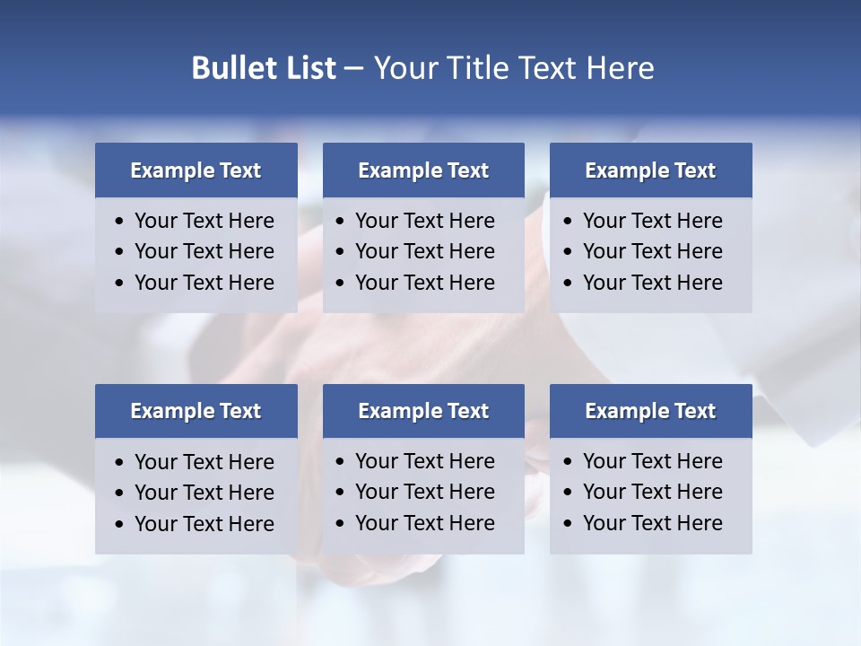 Two People Shaking Hands In Front Of A Group Of People PowerPoint Template