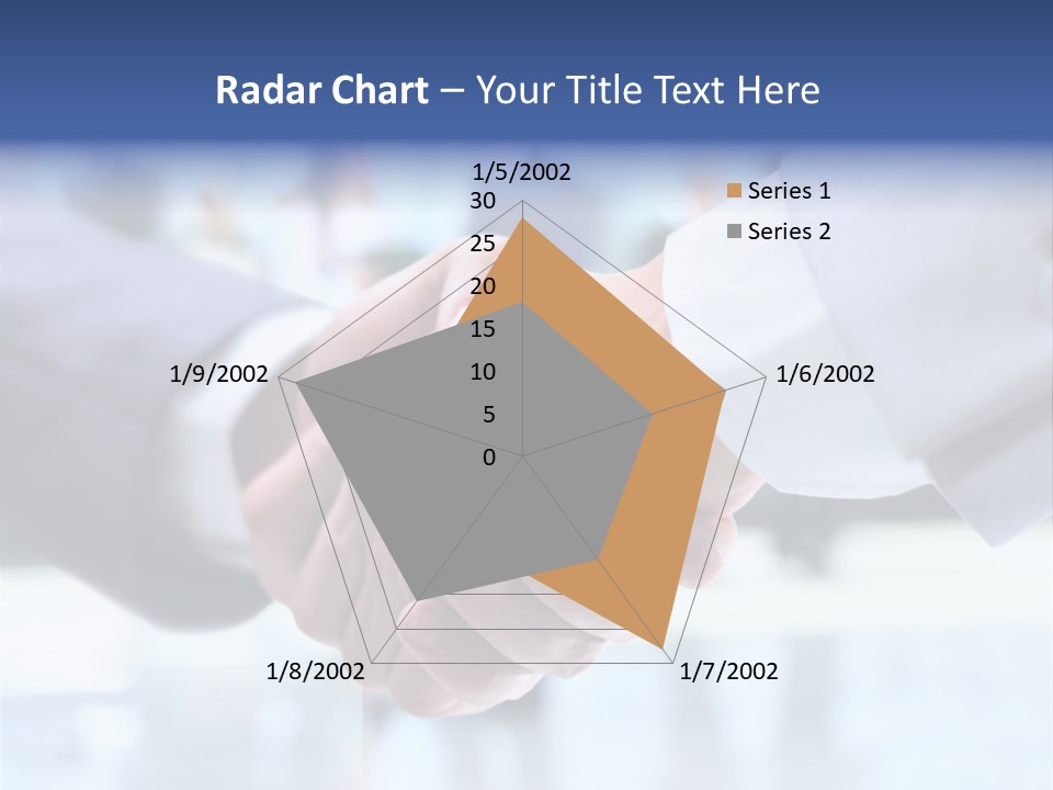Two People Shaking Hands In Front Of A Group Of People PowerPoint Template