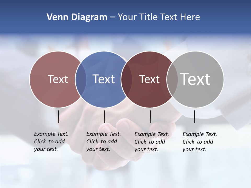 Two People Shaking Hands In Front Of A Group Of People PowerPoint Template