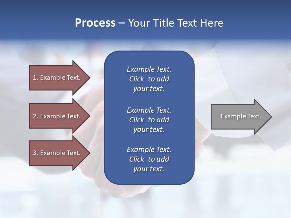 Two People Shaking Hands In Front Of A Group Of People PowerPoint Template