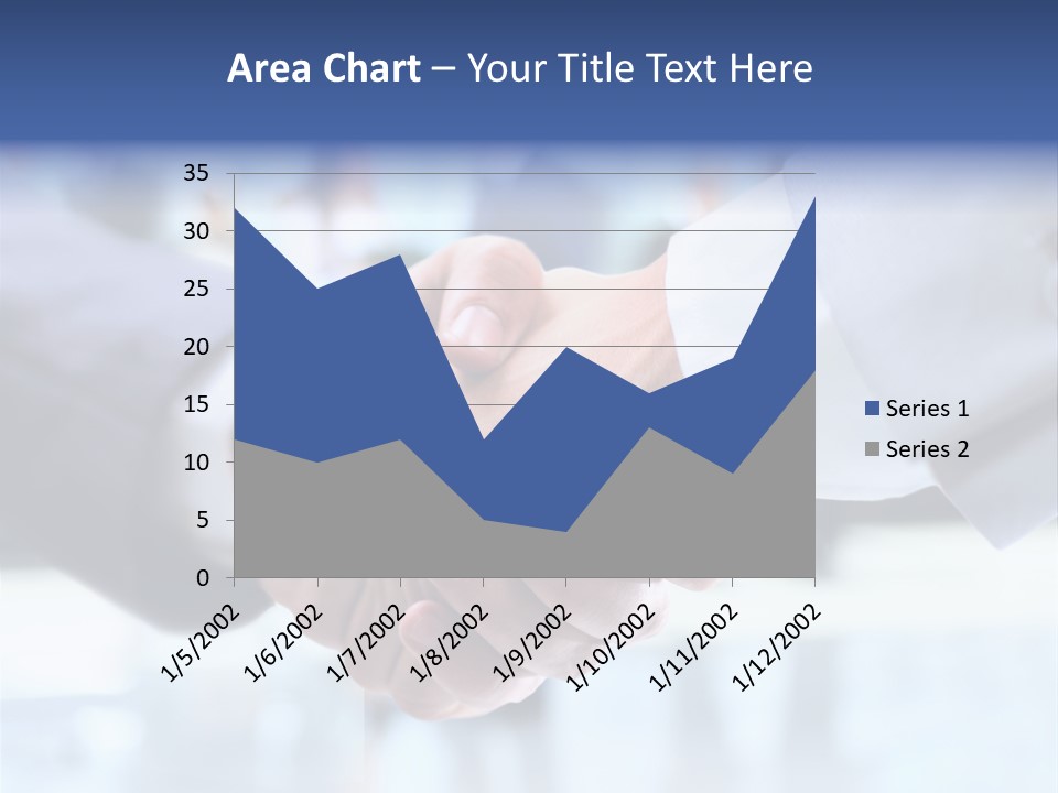 Two People Shaking Hands In Front Of A Group Of People PowerPoint Template