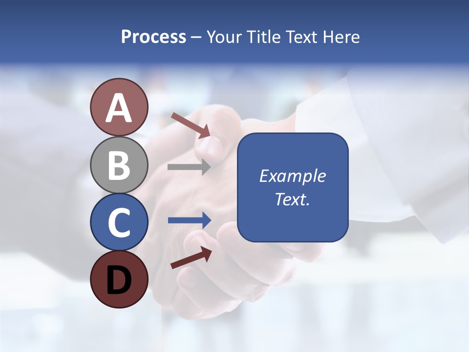 Two People Shaking Hands In Front Of A Group Of People PowerPoint Template
