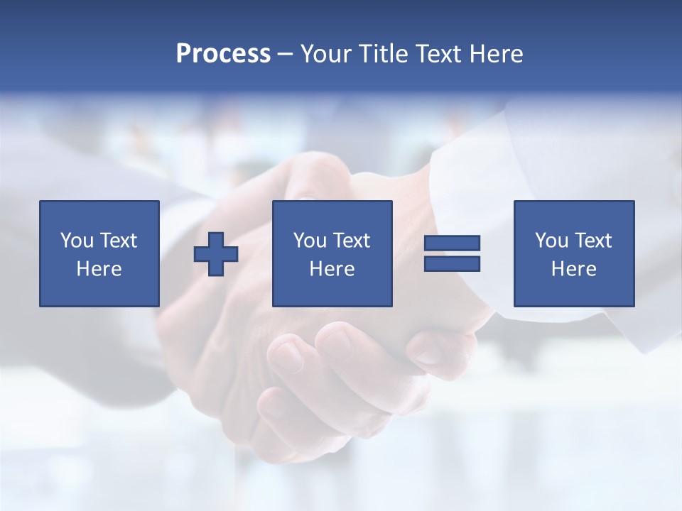 Two People Shaking Hands In Front Of A Group Of People PowerPoint Template