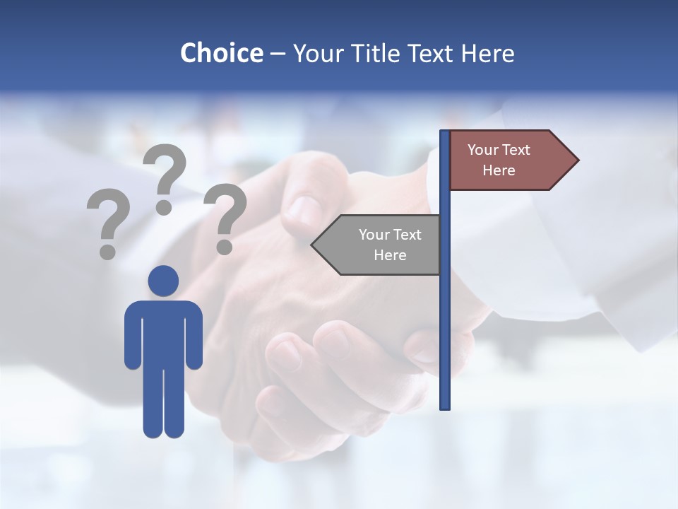 Two People Shaking Hands In Front Of A Group Of People PowerPoint Template