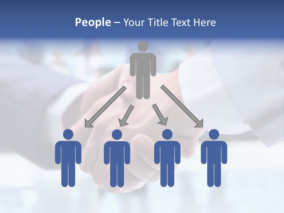 Two People Shaking Hands In Front Of A Group Of People PowerPoint Template