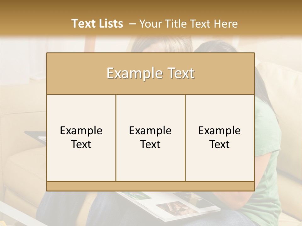 Two Women Sitting On A Couch Looking At A Magazine PowerPoint Template