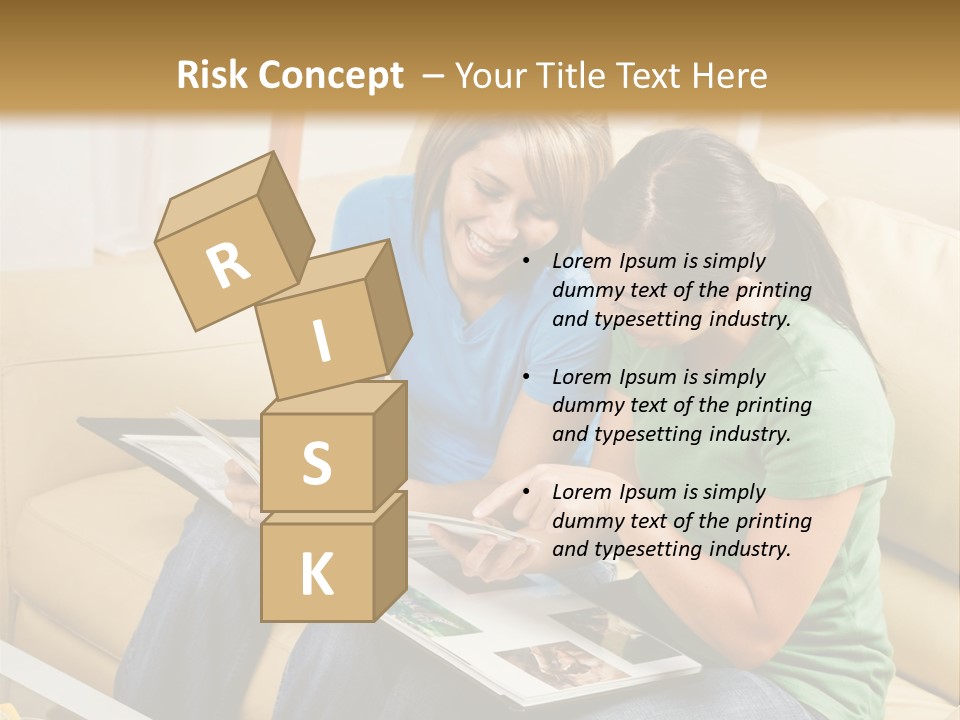 Two Women Sitting On A Couch Looking At A Magazine PowerPoint Template