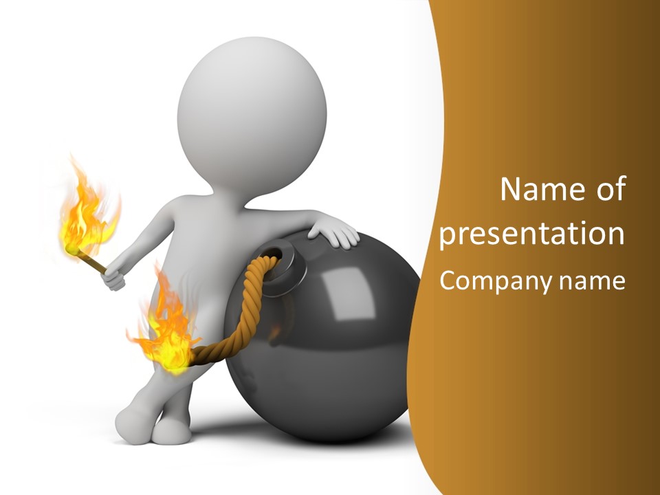 A Person Sitting On A Ball With A Fire In It PowerPoint Template