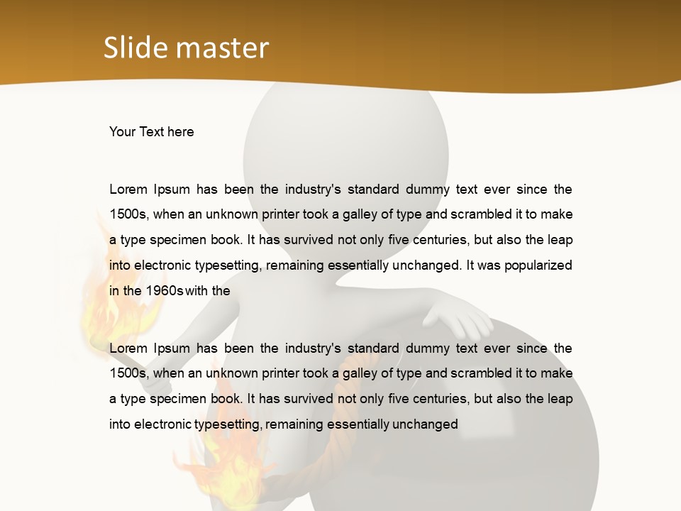 A Person Sitting On A Ball With A Fire In It PowerPoint Template