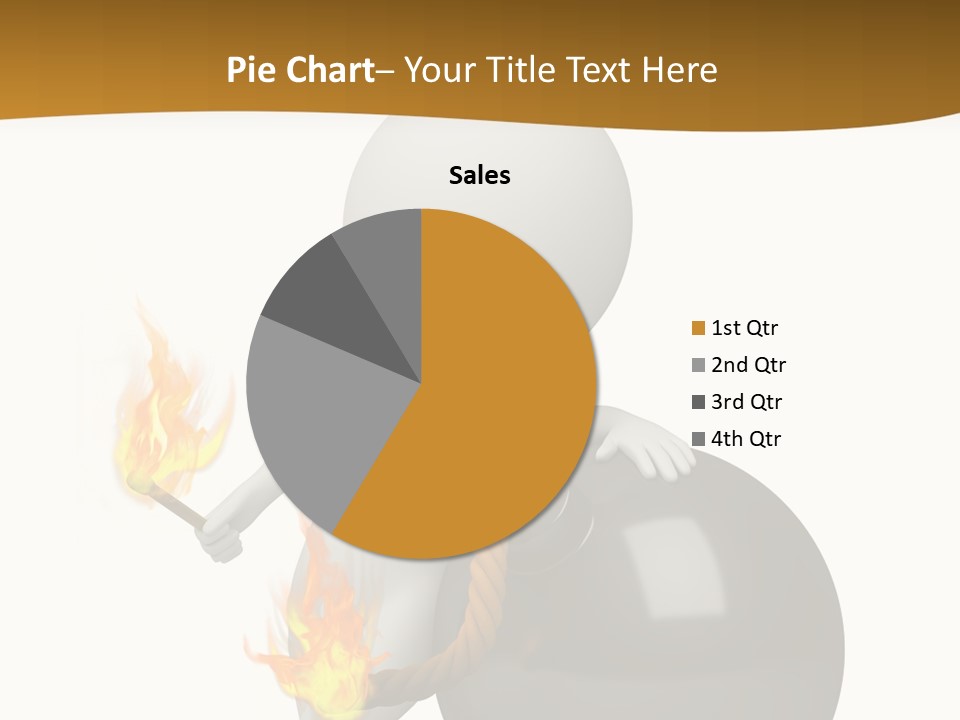 A Person Sitting On A Ball With A Fire In It PowerPoint Template