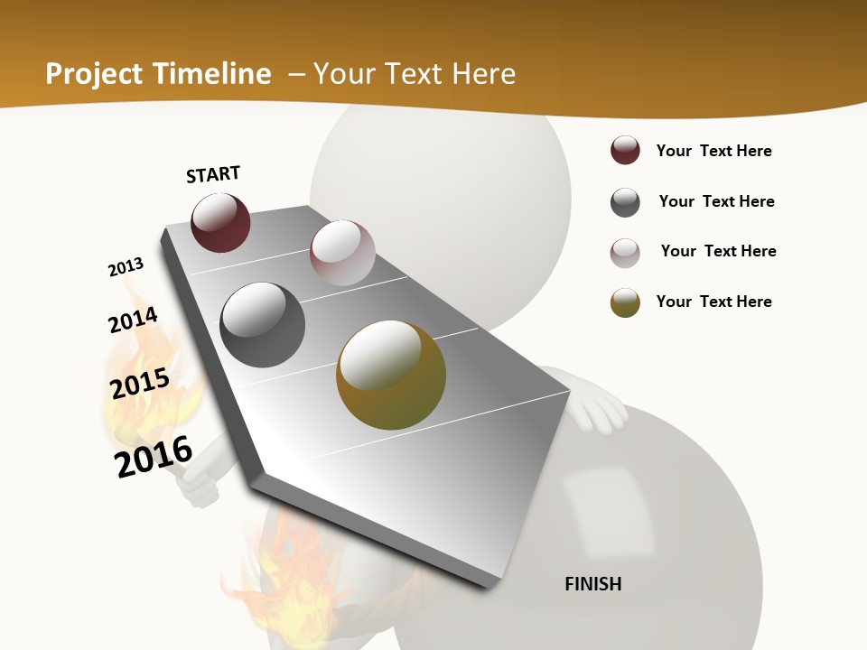 A Person Sitting On A Ball With A Fire In It PowerPoint Template