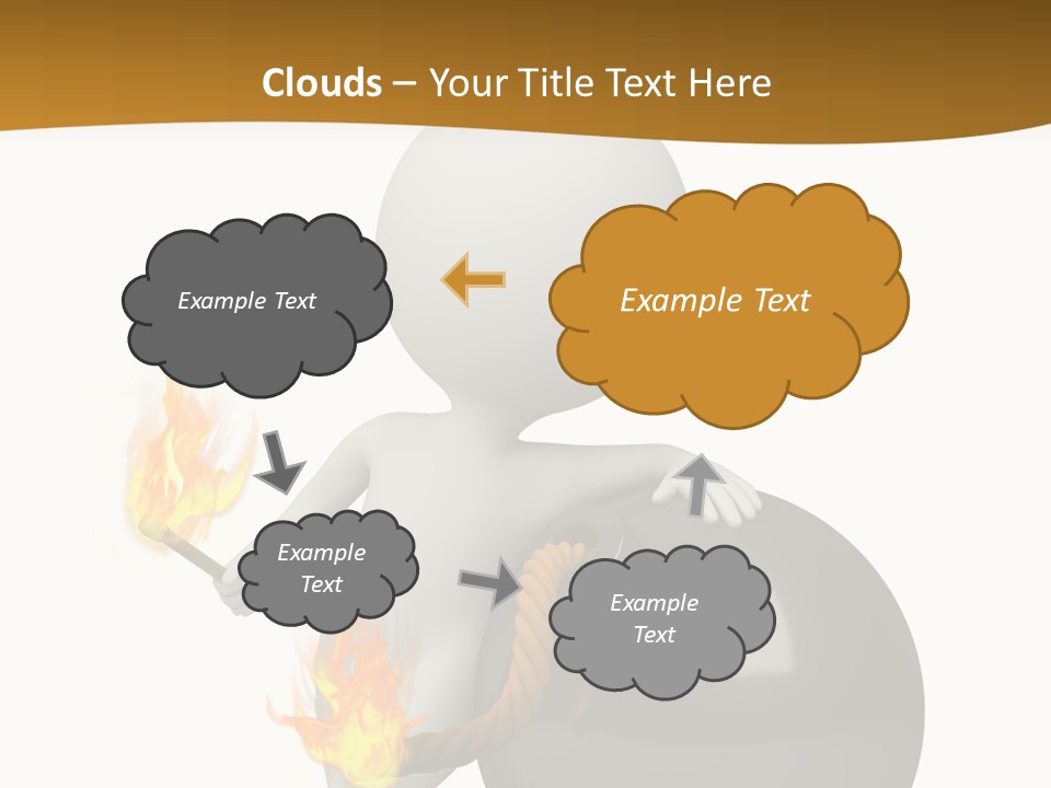 A Person Sitting On A Ball With A Fire In It PowerPoint Template