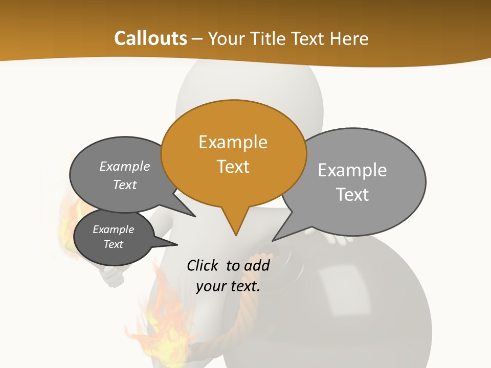 A Person Sitting On A Ball With A Fire In It PowerPoint Template