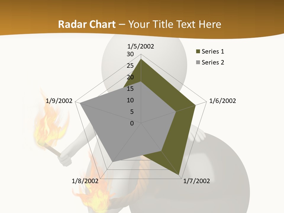 A Person Sitting On A Ball With A Fire In It PowerPoint Template