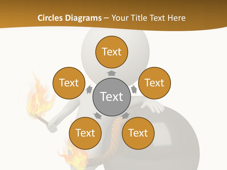 A Person Sitting On A Ball With A Fire In It PowerPoint Template