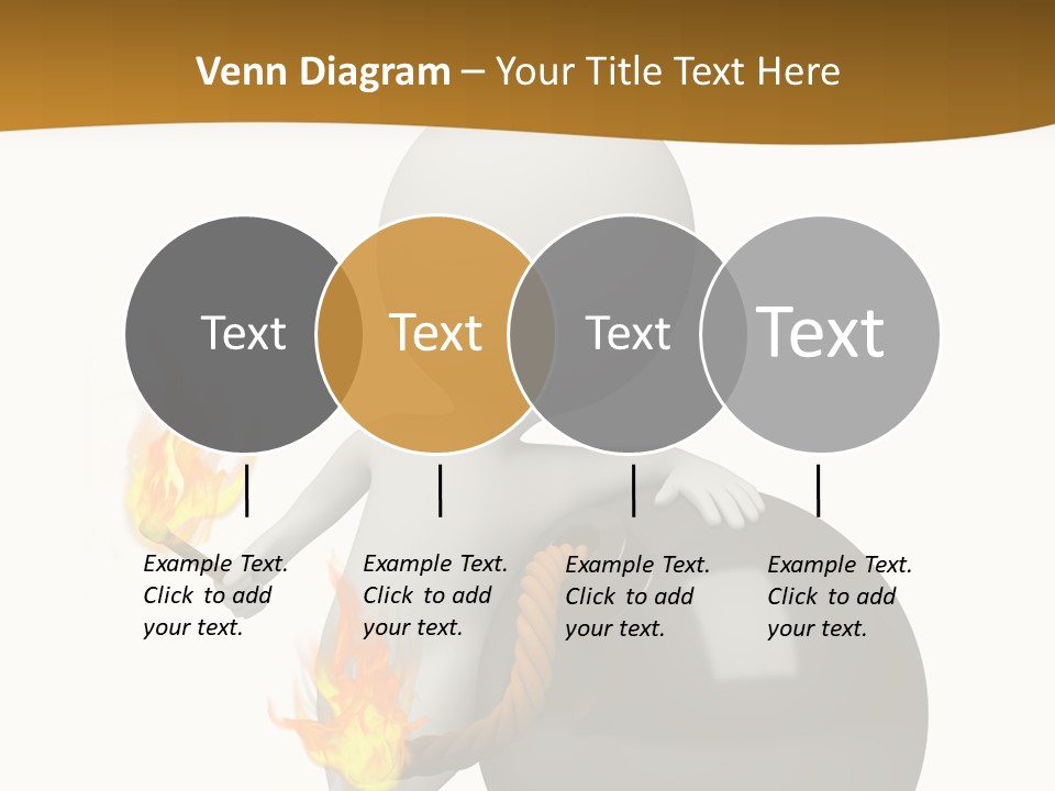 A Person Sitting On A Ball With A Fire In It PowerPoint Template
