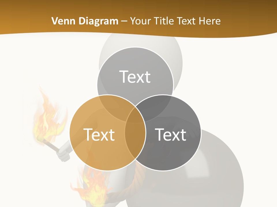 A Person Sitting On A Ball With A Fire In It PowerPoint Template