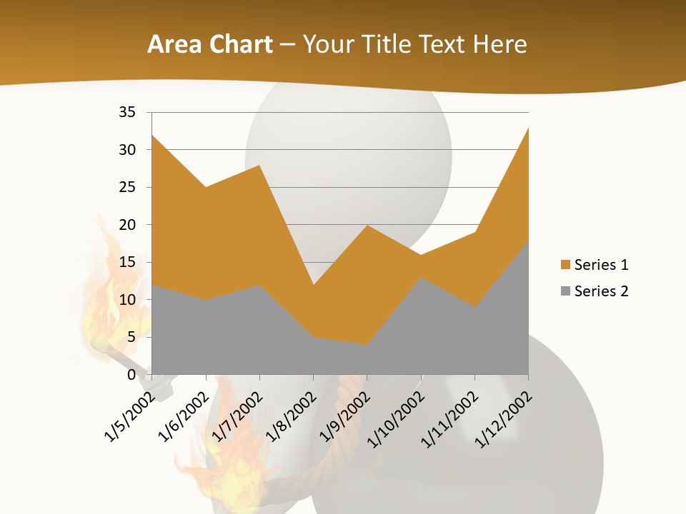 A Person Sitting On A Ball With A Fire In It PowerPoint Template