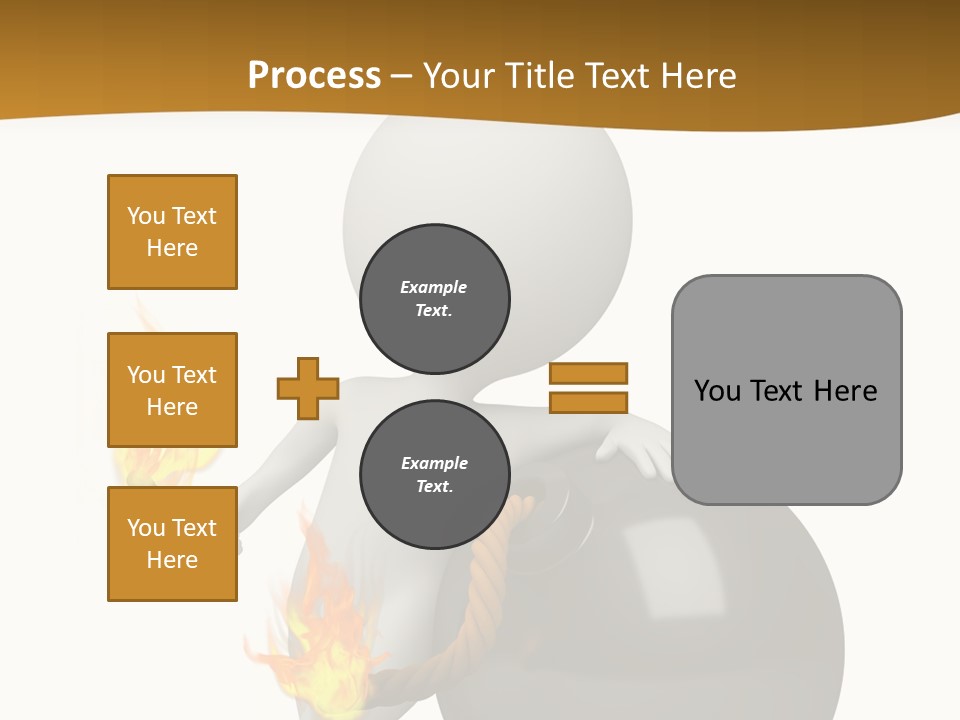 A Person Sitting On A Ball With A Fire In It PowerPoint Template