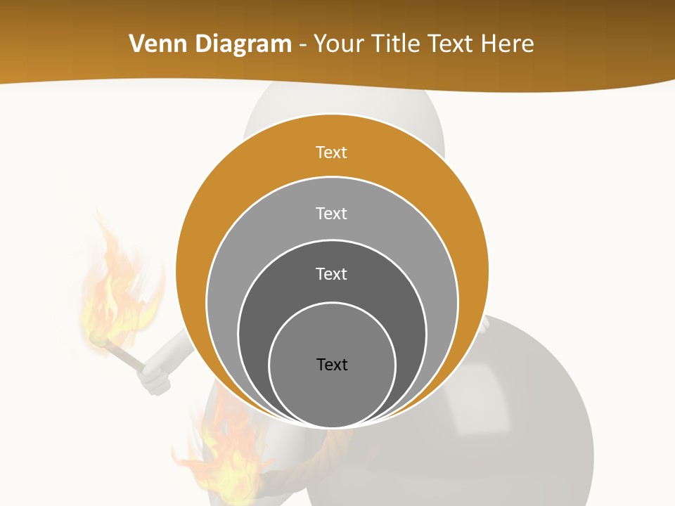 A Person Sitting On A Ball With A Fire In It PowerPoint Template