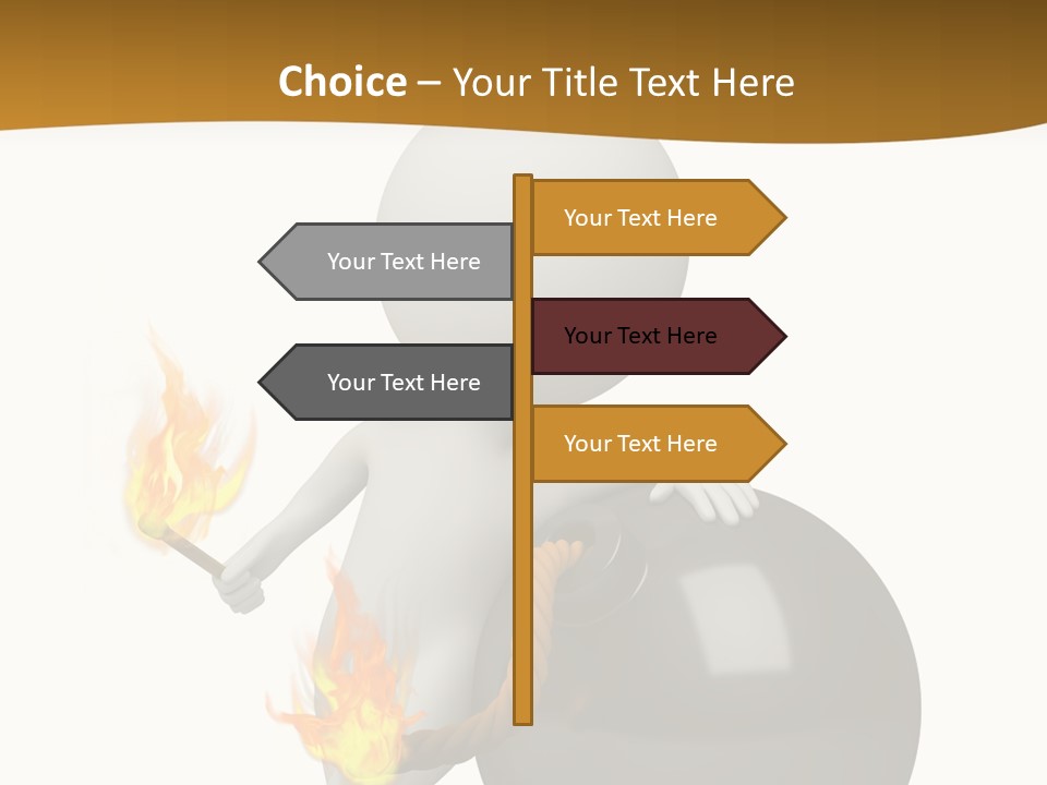 A Person Sitting On A Ball With A Fire In It PowerPoint Template
