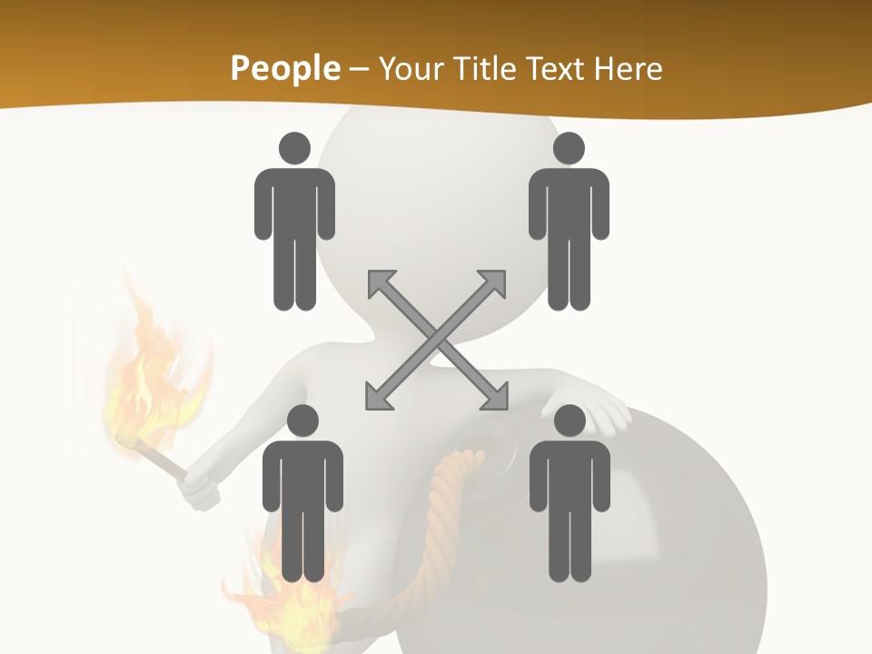 A Person Sitting On A Ball With A Fire In It PowerPoint Template