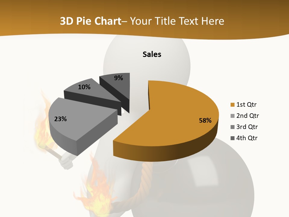 A Person Sitting On A Ball With A Fire In It PowerPoint Template