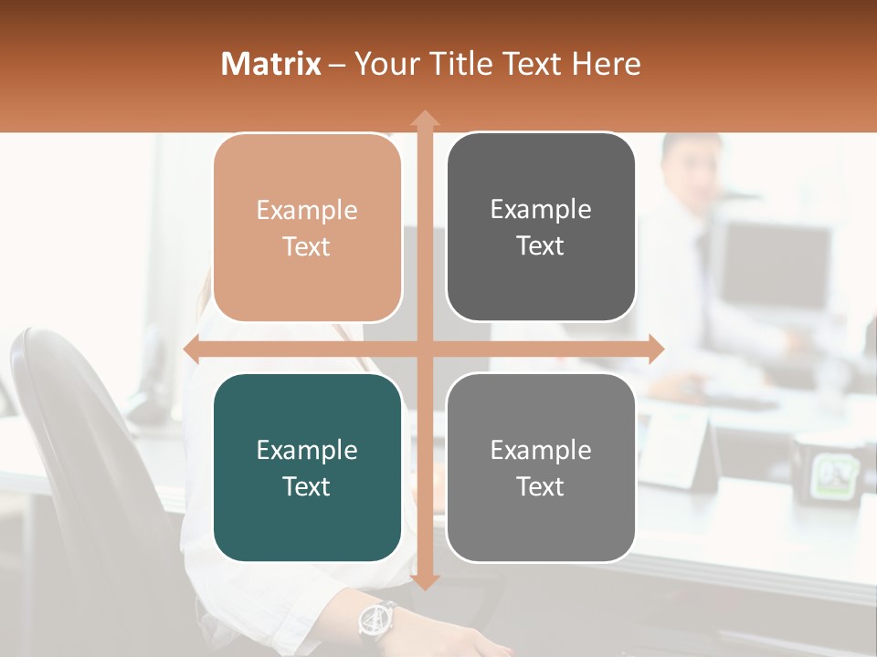 A Woman Sitting At A Desk In An Office PowerPoint Template