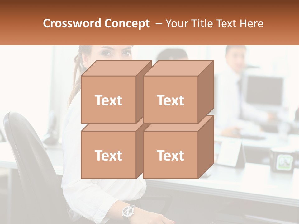 A Woman Sitting At A Desk In An Office PowerPoint Template