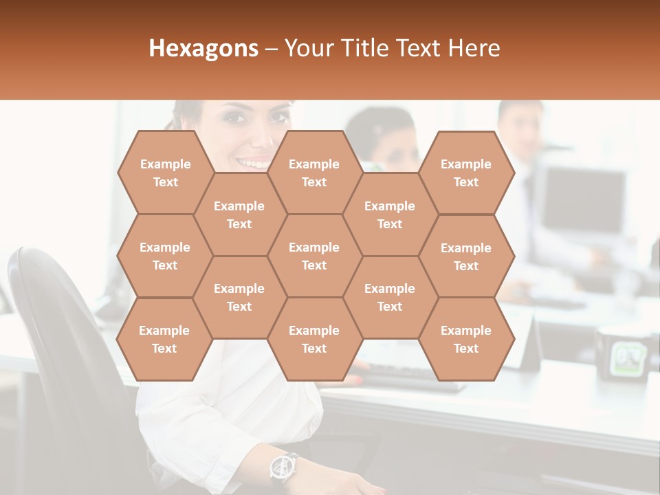 A Woman Sitting At A Desk In An Office PowerPoint Template