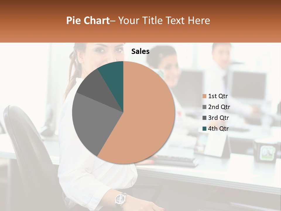 A Woman Sitting At A Desk In An Office PowerPoint Template