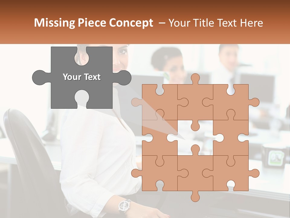 A Woman Sitting At A Desk In An Office PowerPoint Template