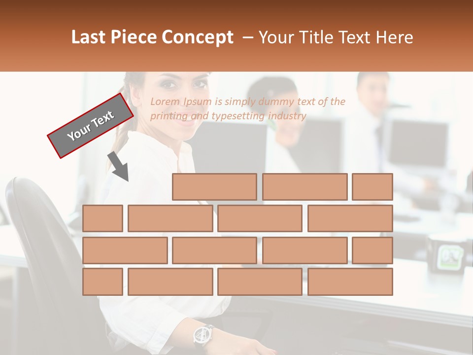 A Woman Sitting At A Desk In An Office PowerPoint Template