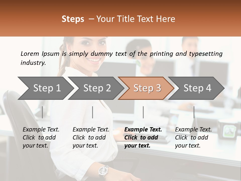 A Woman Sitting At A Desk In An Office PowerPoint Template