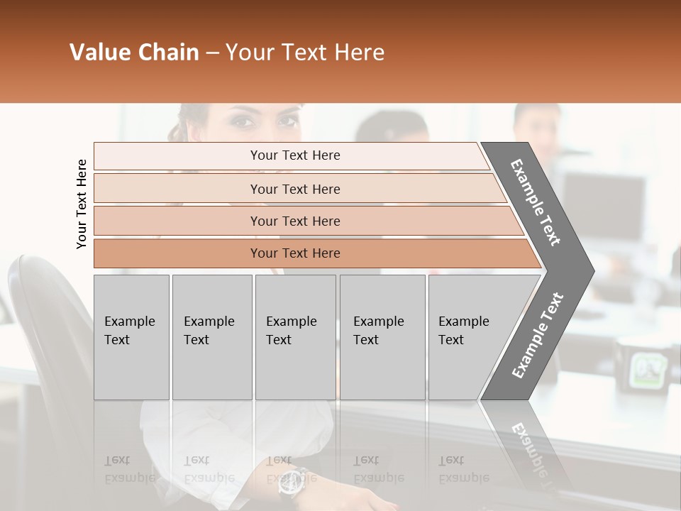 A Woman Sitting At A Desk In An Office PowerPoint Template