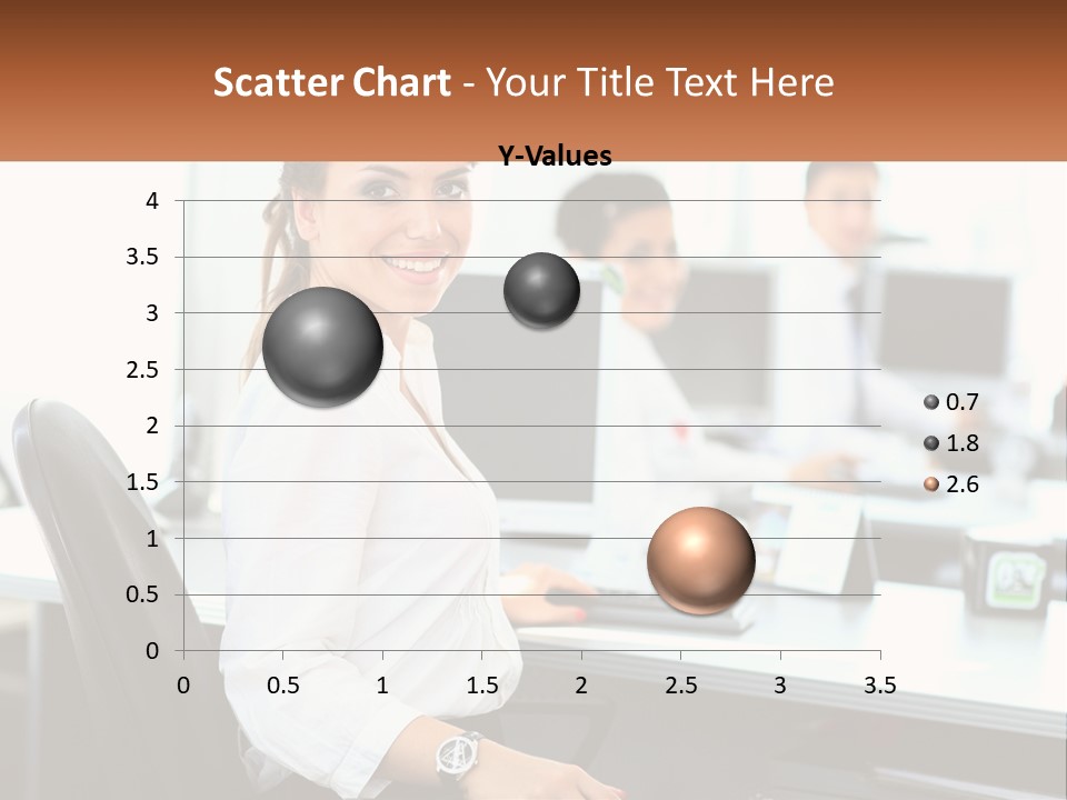 A Woman Sitting At A Desk In An Office PowerPoint Template