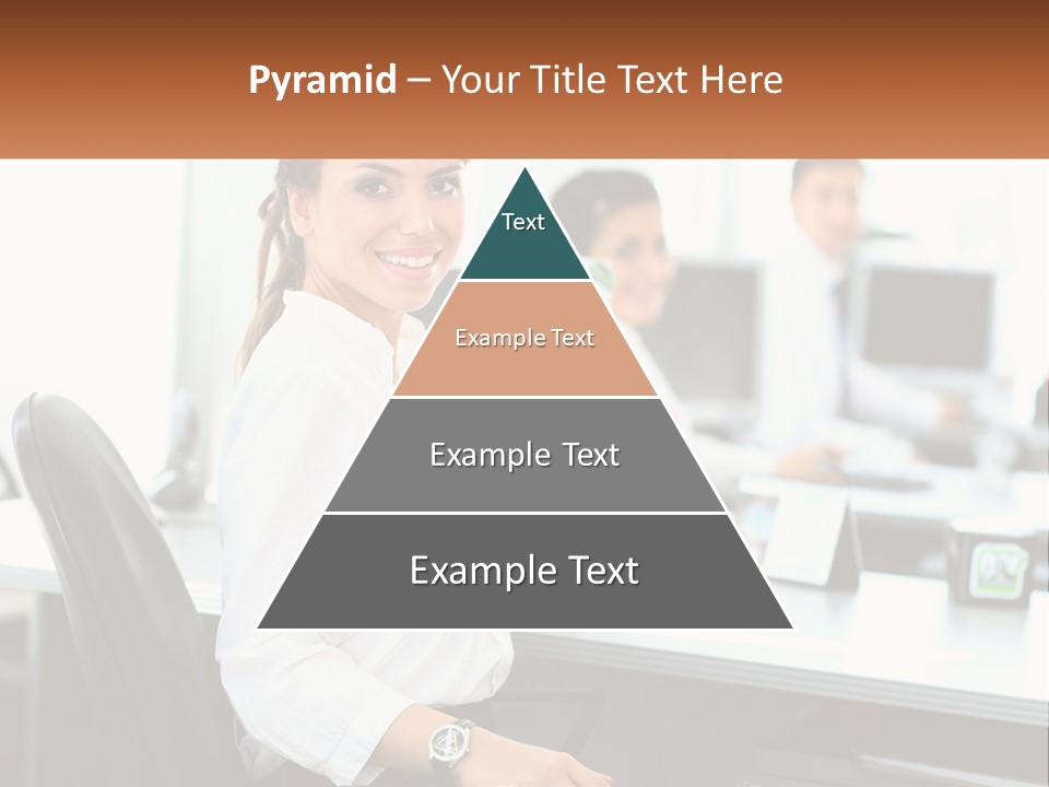 A Woman Sitting At A Desk In An Office PowerPoint Template