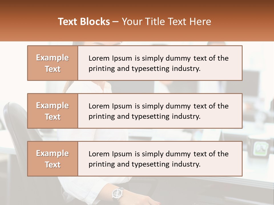 A Woman Sitting At A Desk In An Office PowerPoint Template