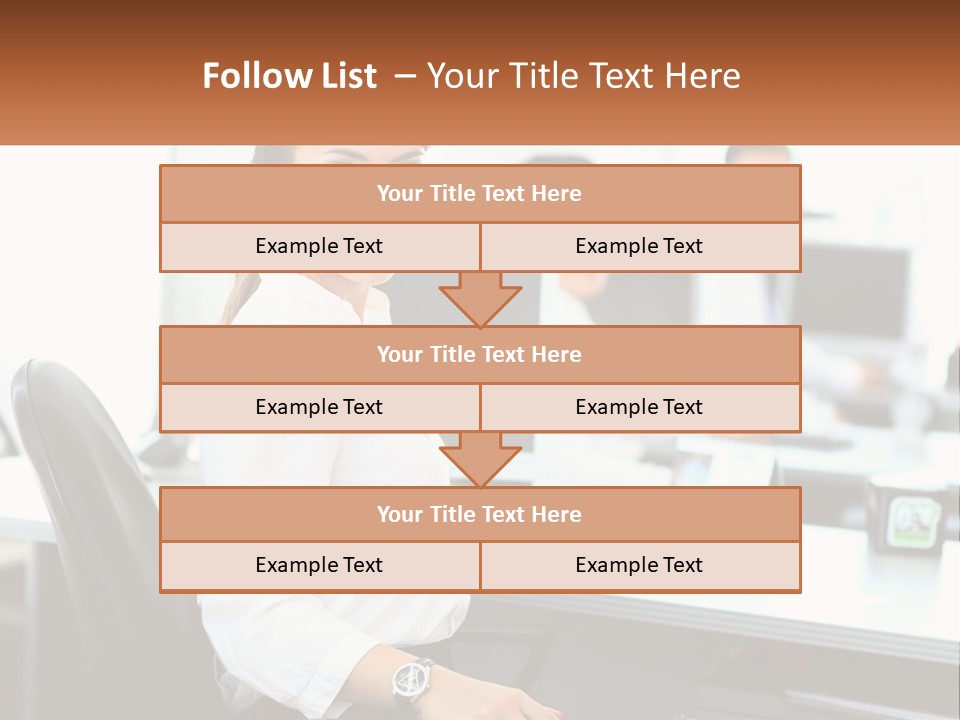 A Woman Sitting At A Desk In An Office PowerPoint Template