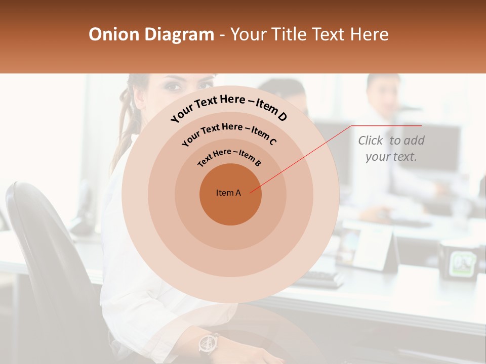 A Woman Sitting At A Desk In An Office PowerPoint Template