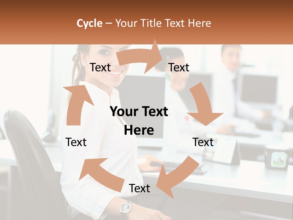 A Woman Sitting At A Desk In An Office PowerPoint Template