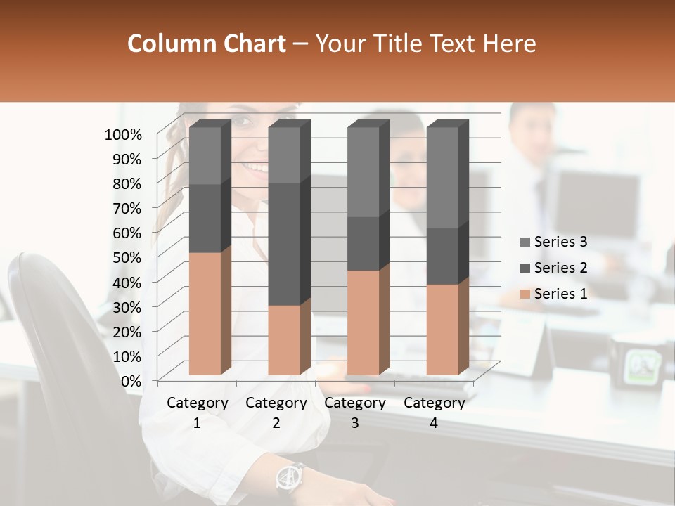 A Woman Sitting At A Desk In An Office PowerPoint Template