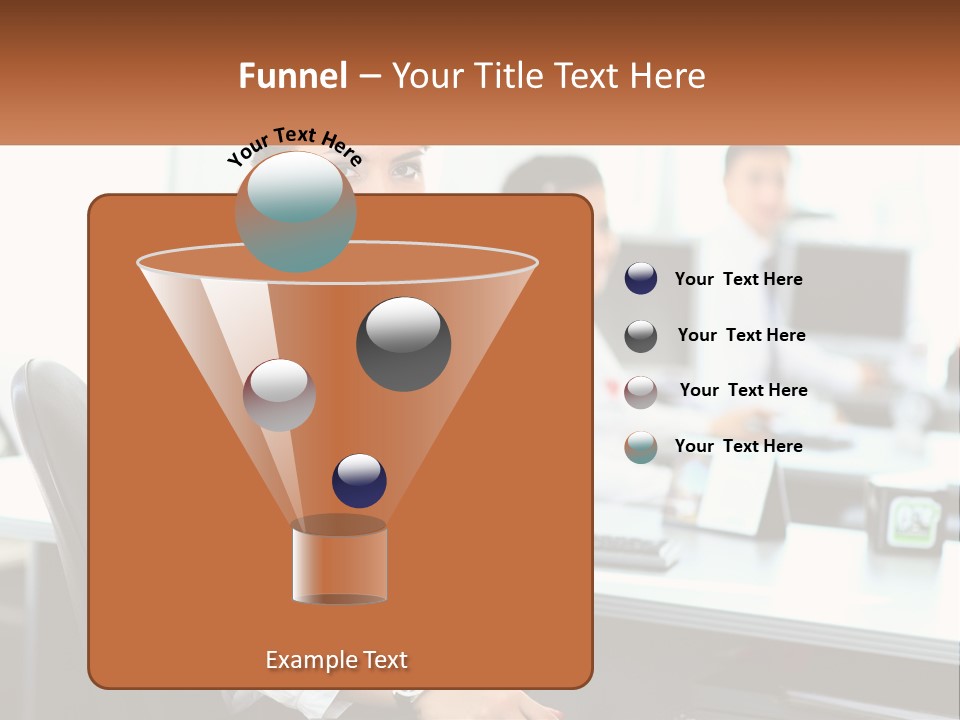 A Woman Sitting At A Desk In An Office PowerPoint Template