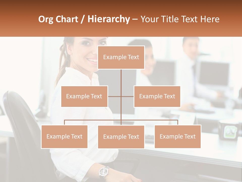 A Woman Sitting At A Desk In An Office PowerPoint Template