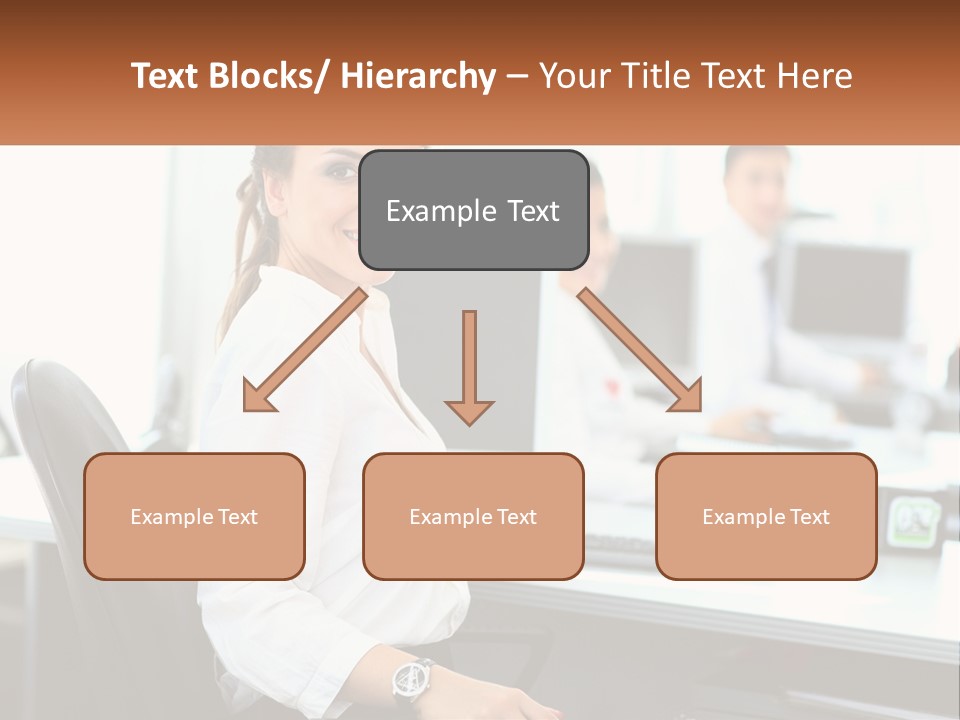 A Woman Sitting At A Desk In An Office PowerPoint Template