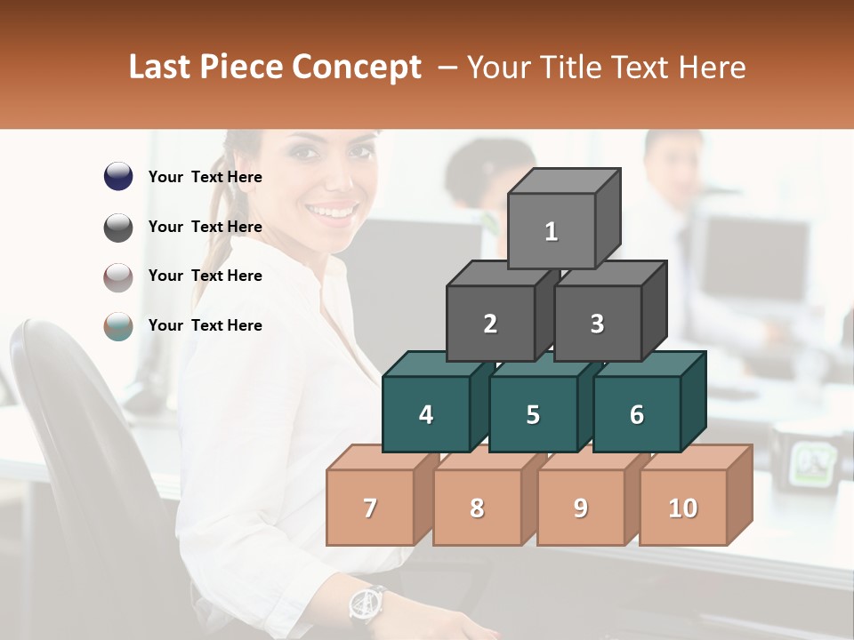 A Woman Sitting At A Desk In An Office PowerPoint Template