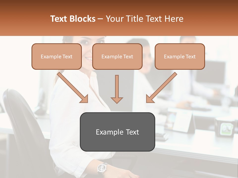 A Woman Sitting At A Desk In An Office PowerPoint Template